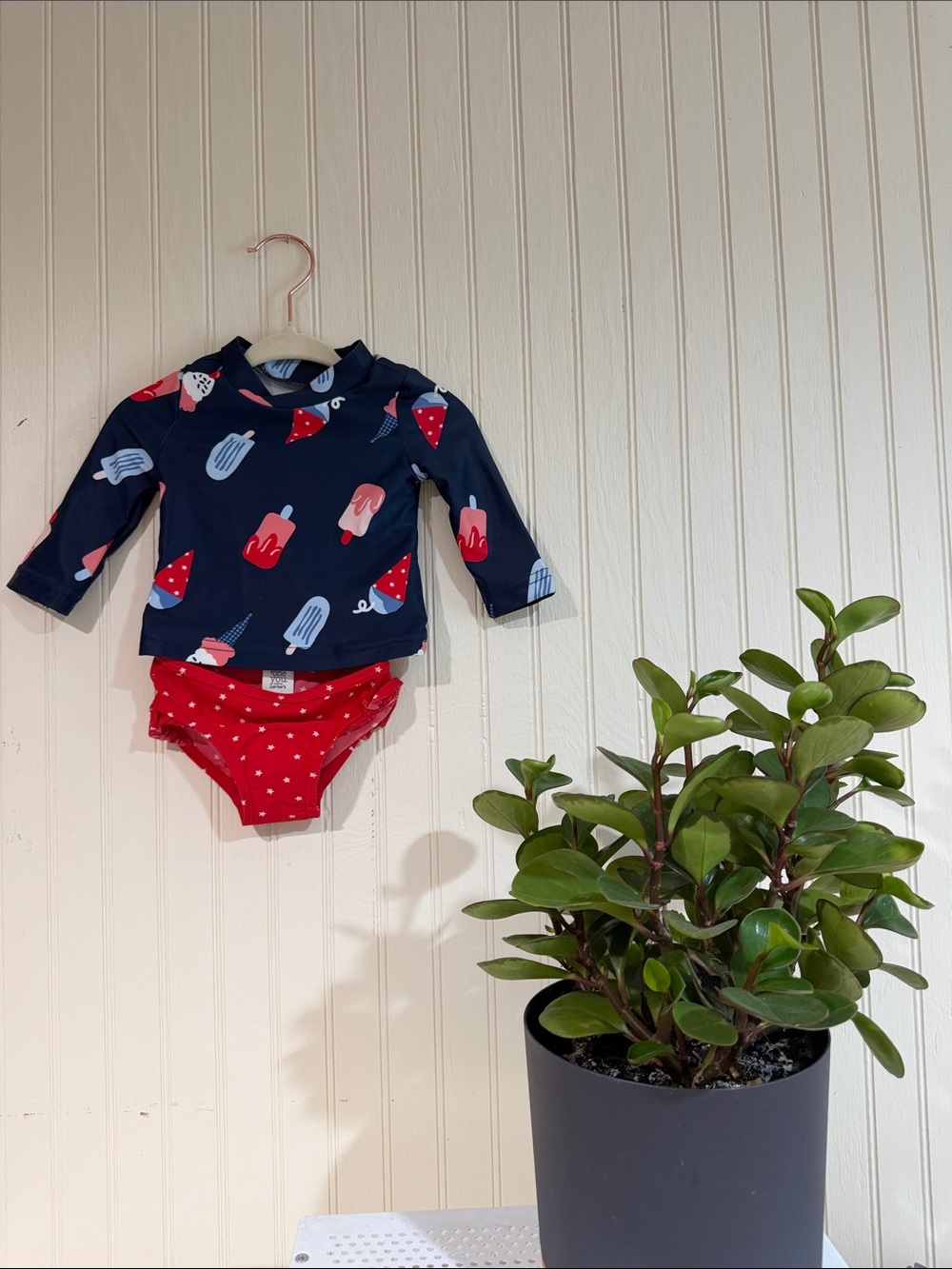 Kids Navy & Red Two-Piece Swim Set with Popsicle Print